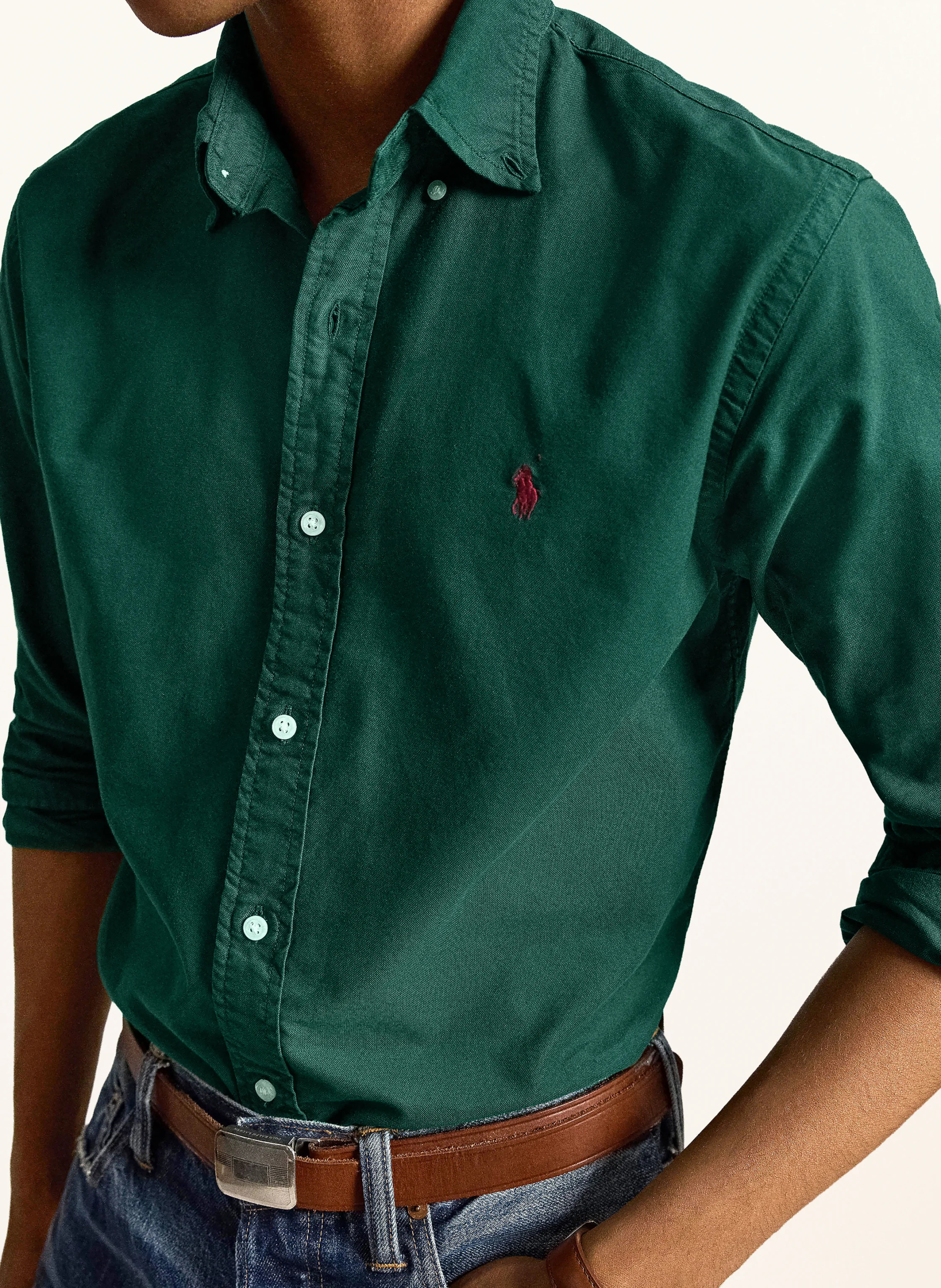 POLO RALPH LAUREN Oxfordhemd Custom Fit – DUNKELGRÜN
