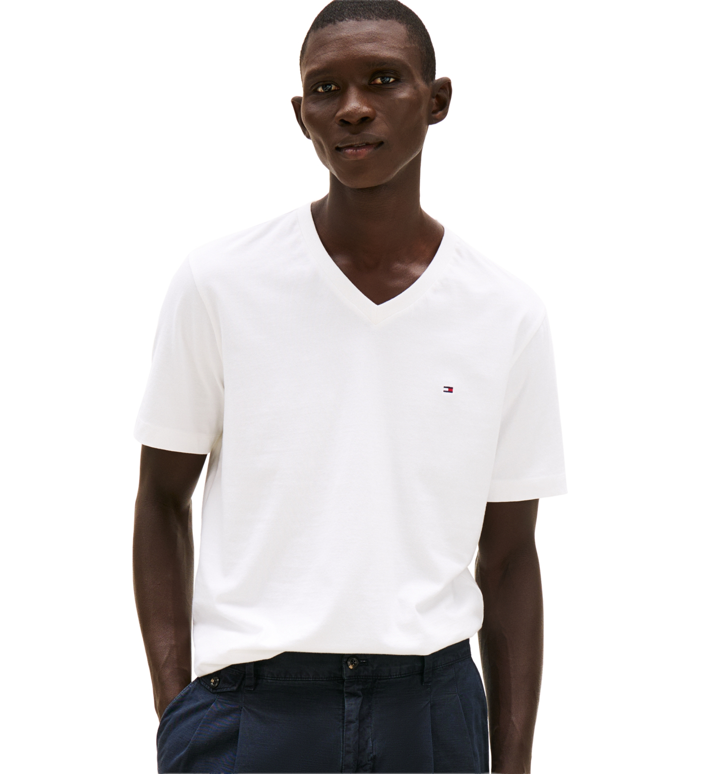 Tommy Hilfiger Men's Essential Cotton V-Neck Regular-Fit T-Shirt - White