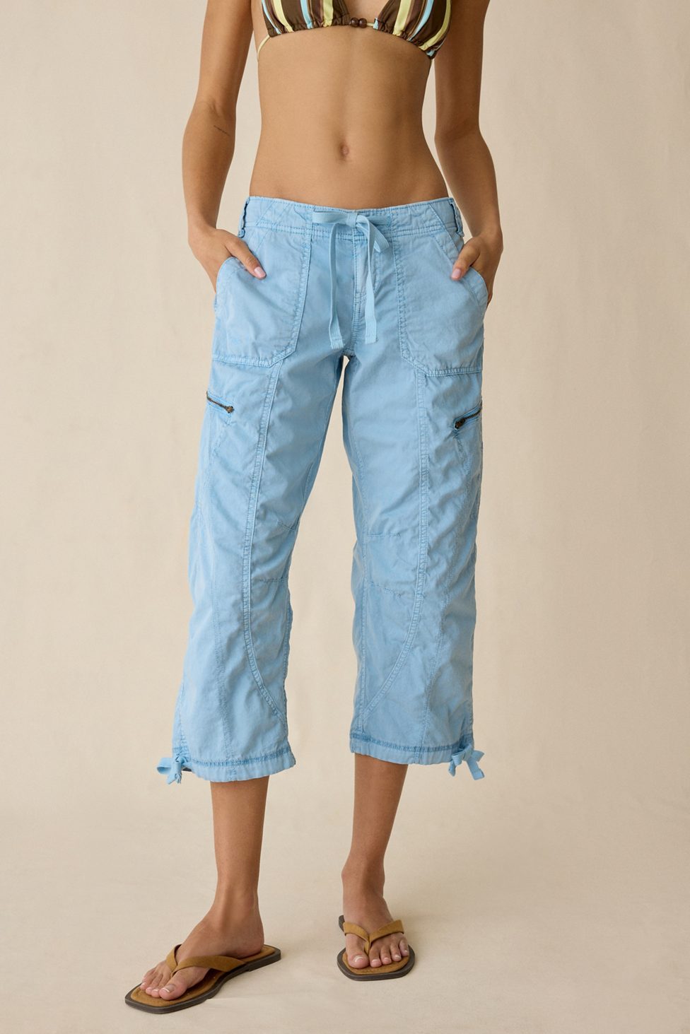 BDG Sidekick Crop Cotton Utility Pants - Light Blue