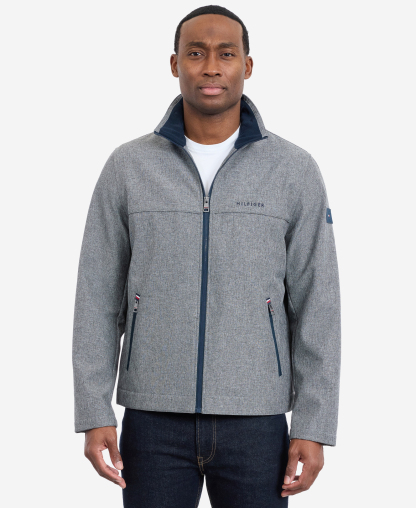 Tommy Hilfiger Men's Softshell Hipster Long-Sleeve Jacket - Heather Gray