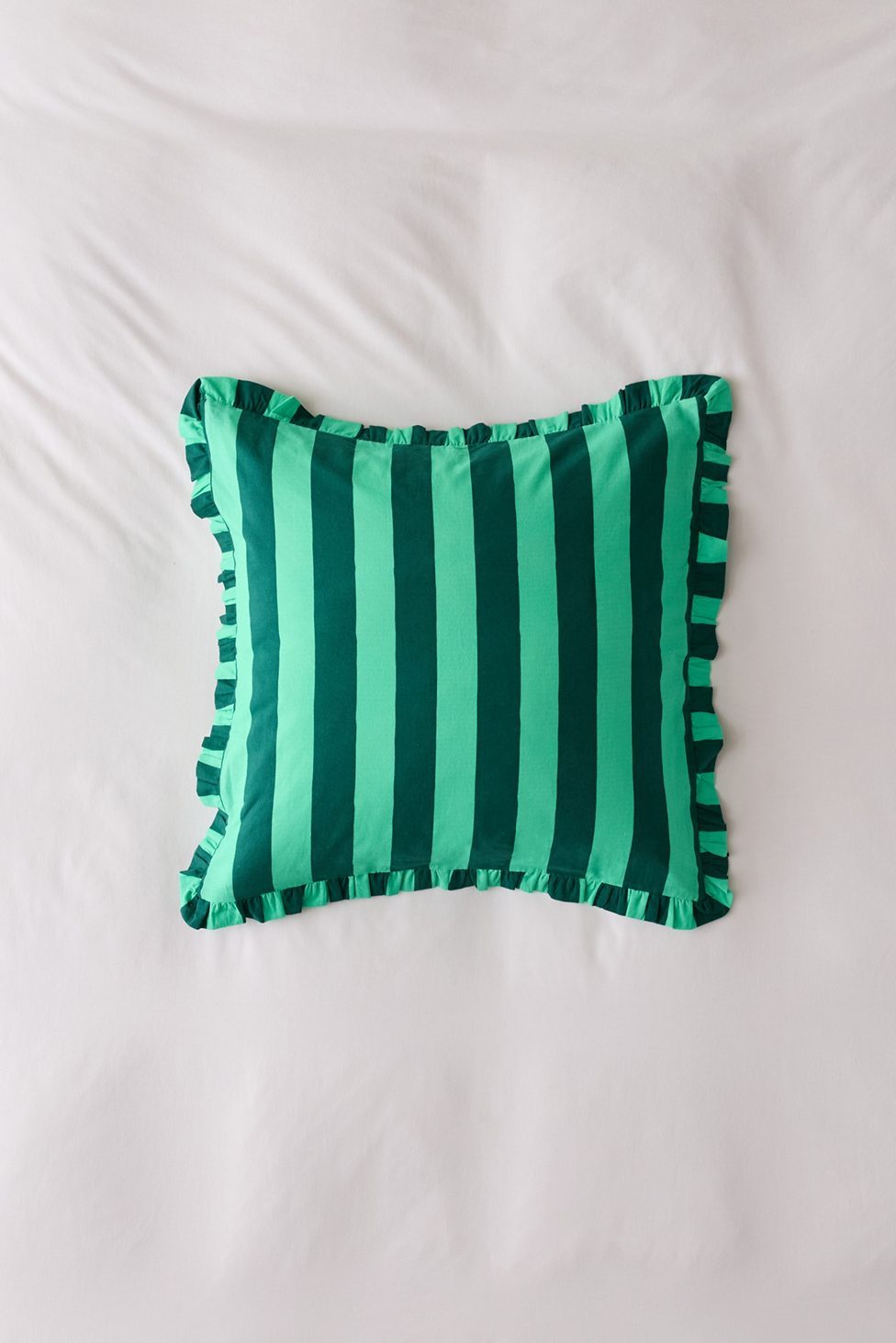 Striped Ruffle Euro Sham - Dark Green