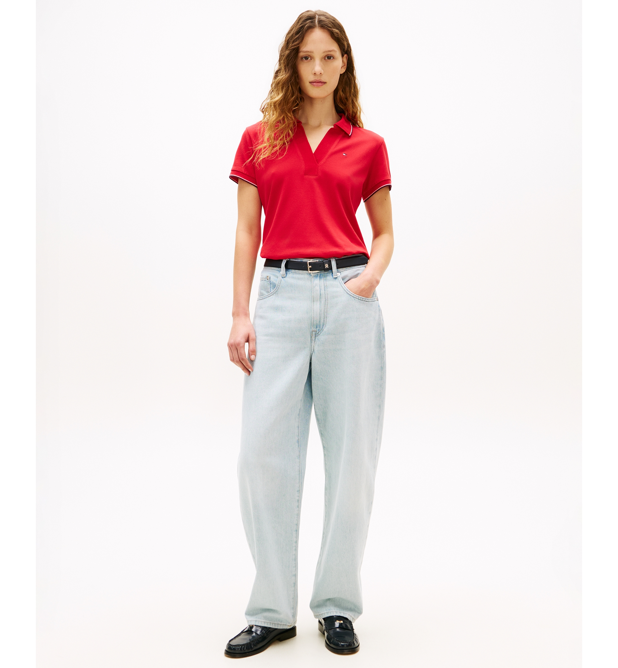 Tommy Hilfiger Women's Johnny Collar Short-Sleeve Polo T-Shirt - Primary Red