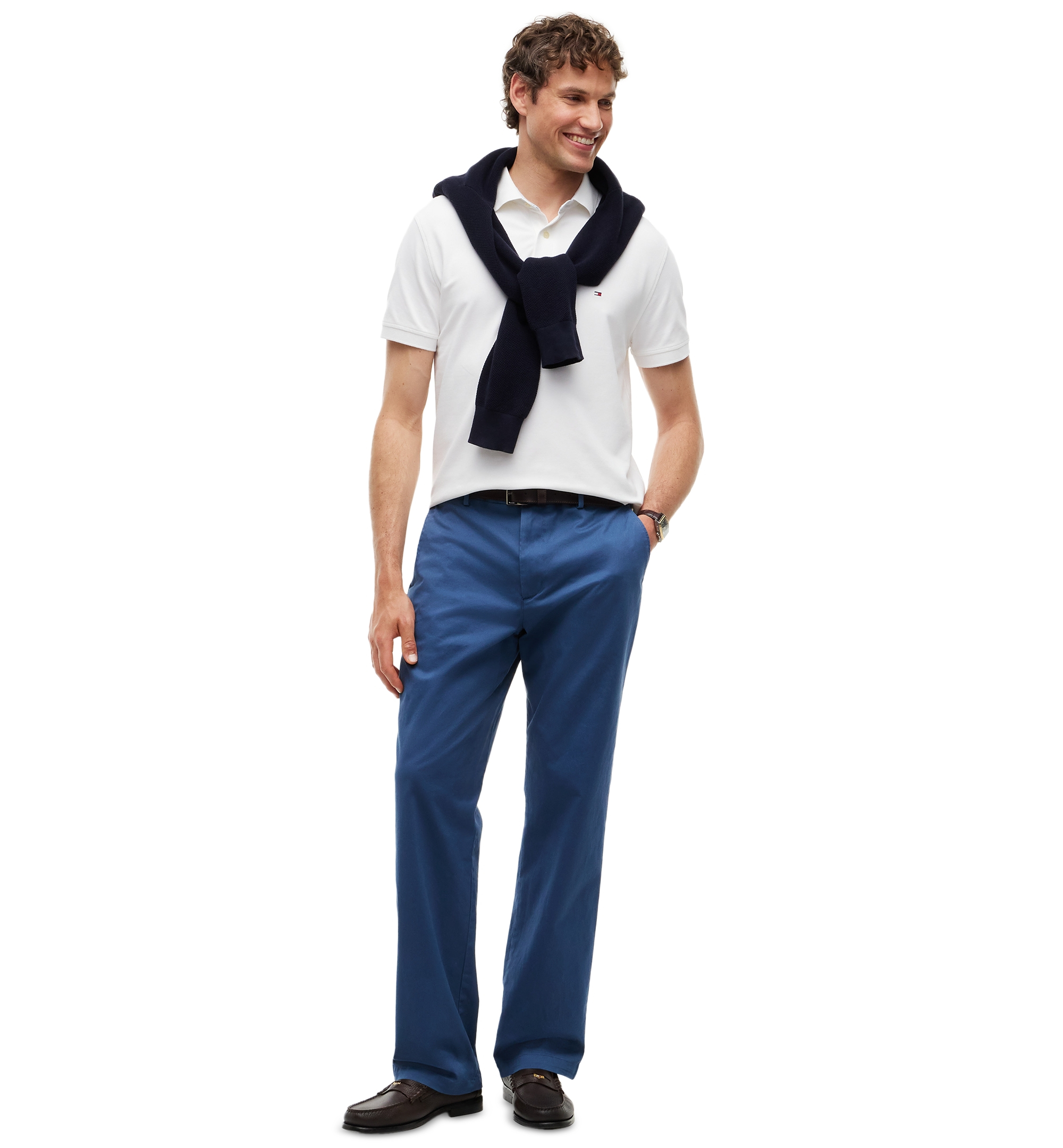 Tommy Hilfiger Men's Regular-Straight Fit Stretch Chino Pants - Aegean Sea
