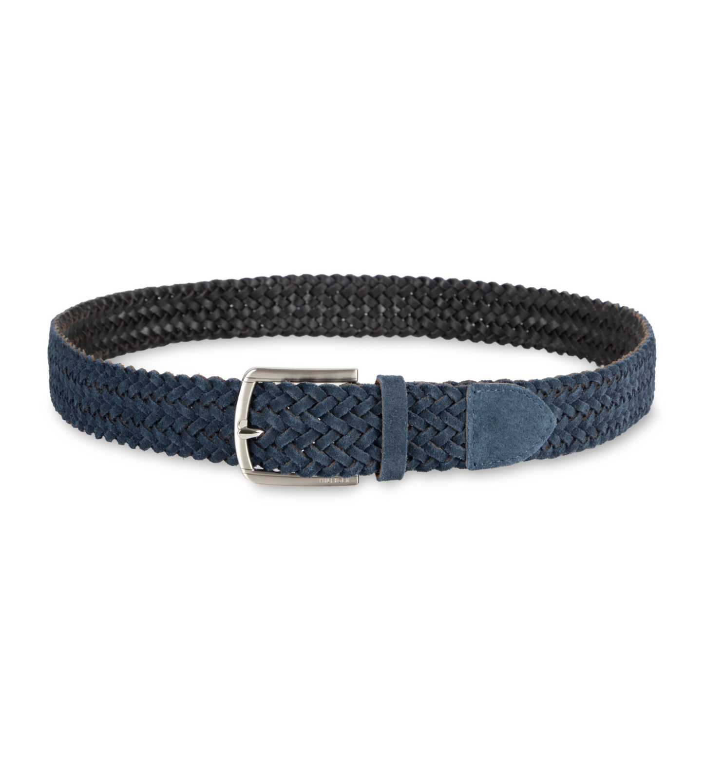 35MM Tommy Hilfiger Men's Suede Braided Silver-Tone Finish Belt - Navy