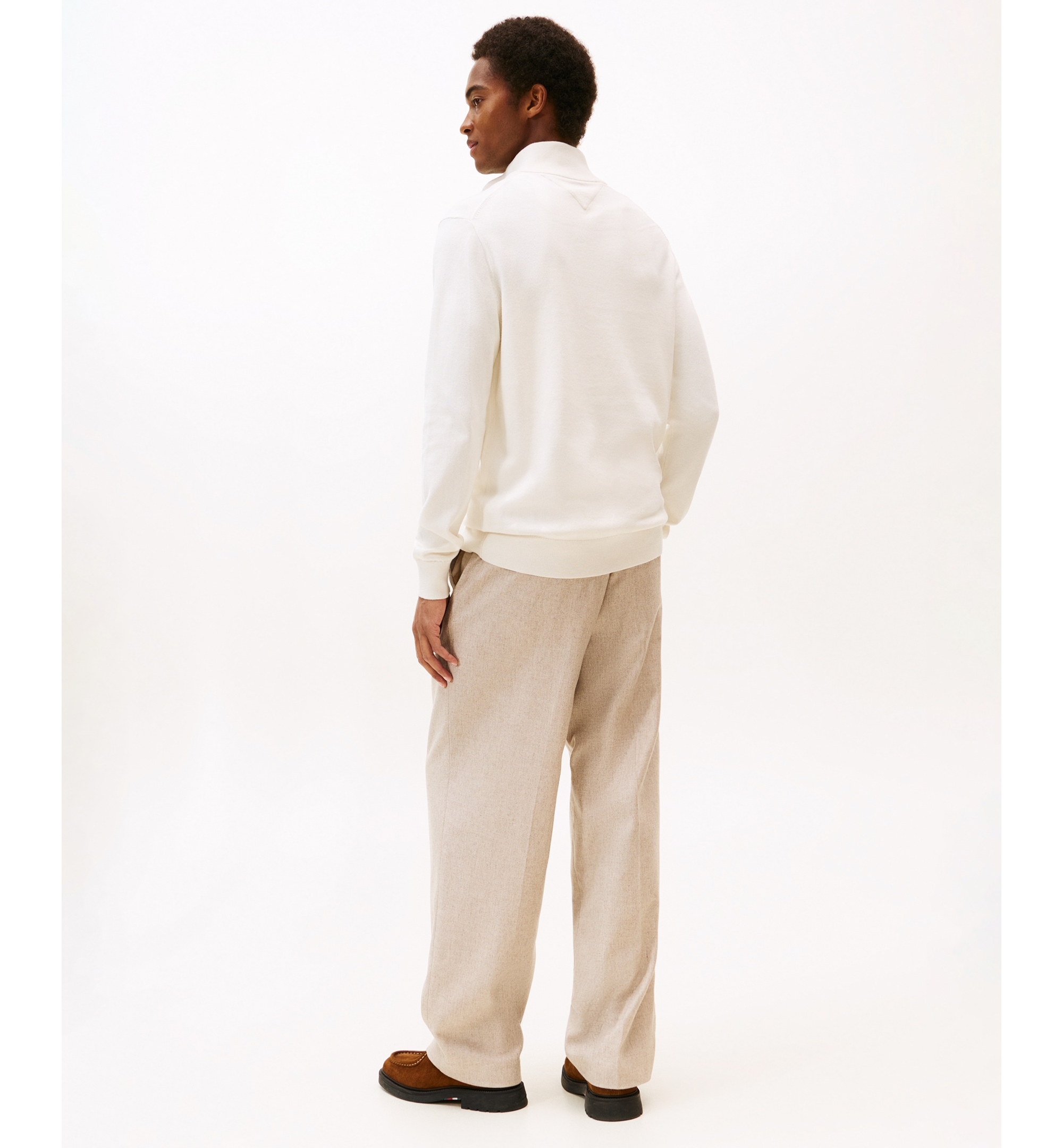 Tommy Hilfiger Men's Essential Cotton Quarter-Zip Sweater - Ivory Petal
