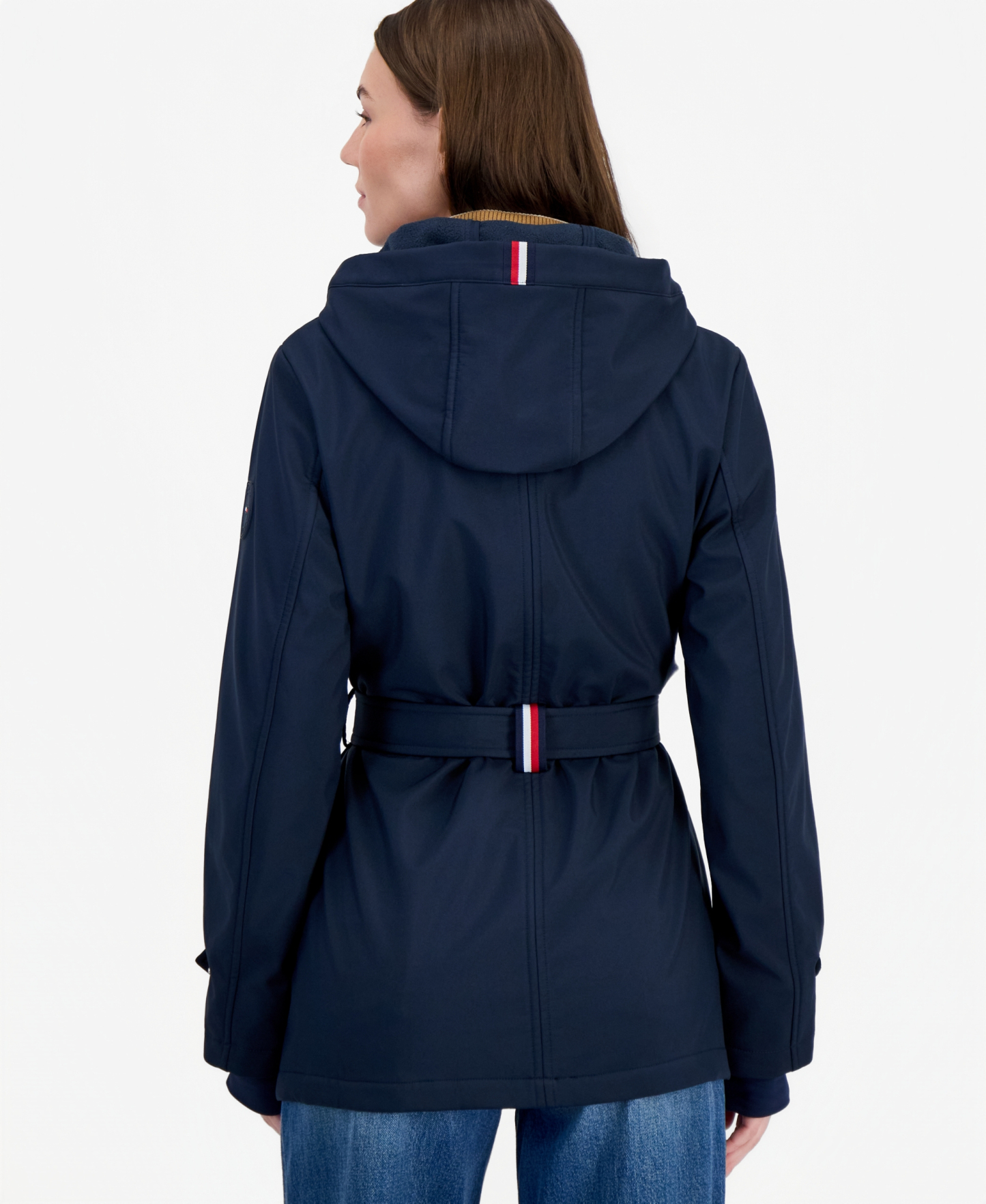 Tommy Hilfiger Women's Hooded Belted Softshell Coat, Created for Macy's - NAVY