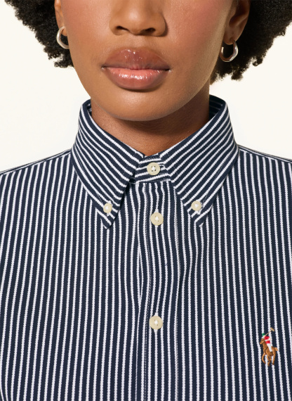 POLO RALPH LAUREN Hemdbluse aus Piqué – DUNKELBLAU / WEISS