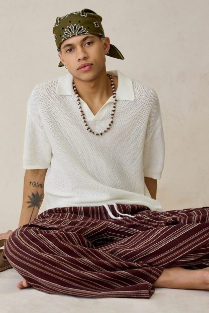 UO Skylor Popover Polo Collar Sweater - Ivory