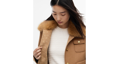 Tommy Hilfiger Women's Wool-Blend Cropped Jacket with Faux Fur - Hickory