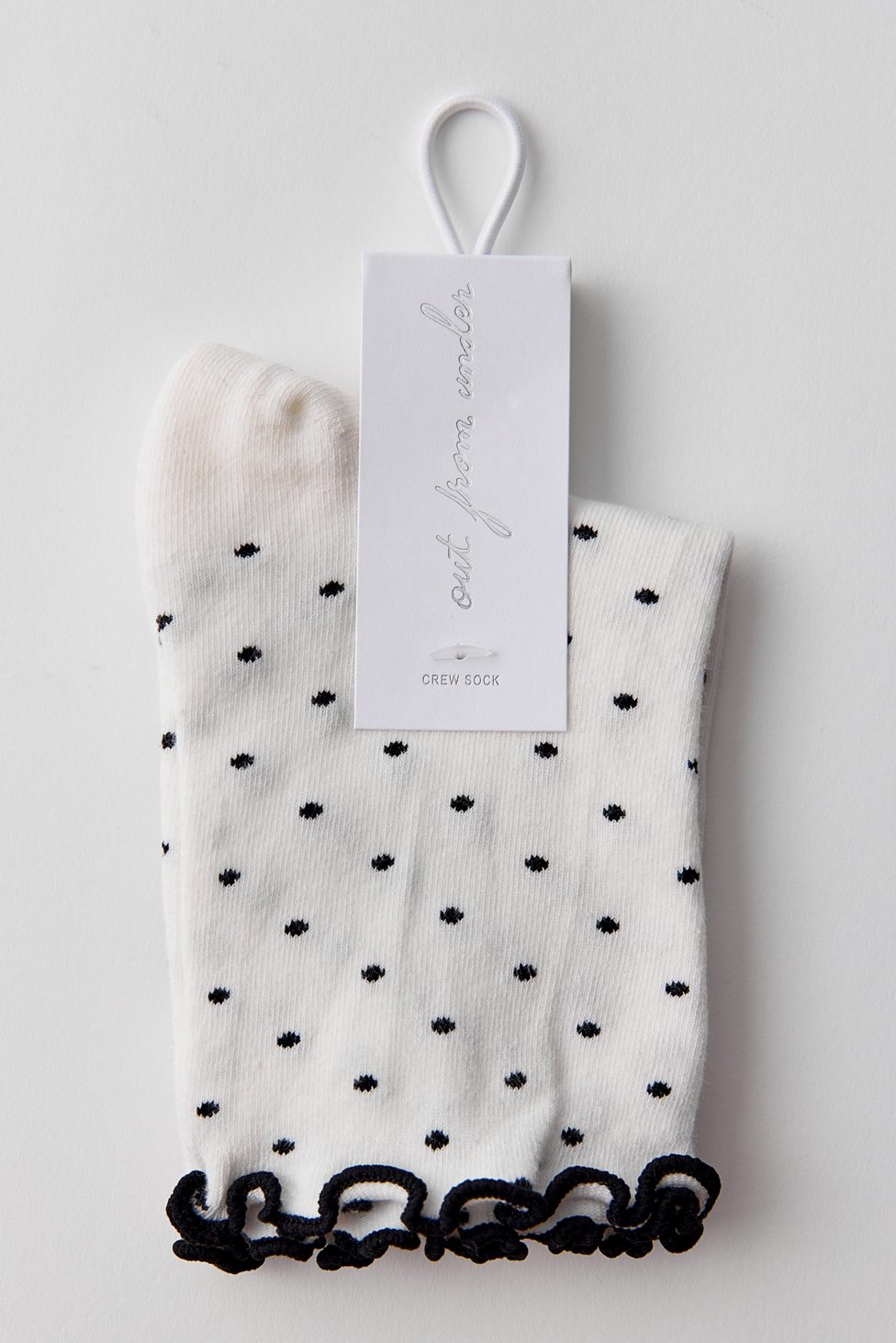 Out From Under Lettuce-Edge Polka Dot Socks - White + Black Polka Dot