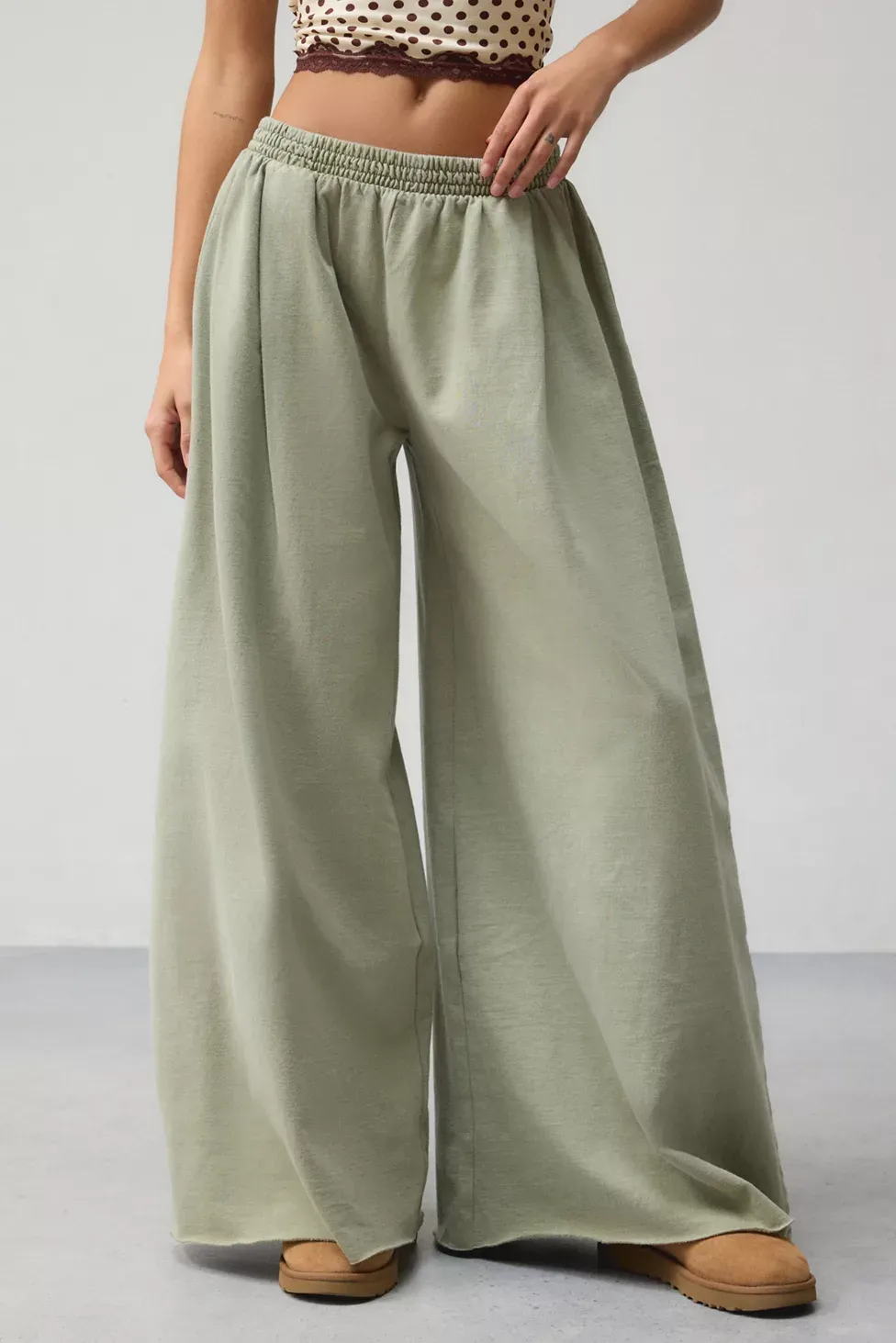 Out From Under Lived In Extreme Wide Leg Sweatpants - Green
