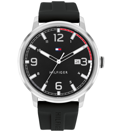 Tommy Hilfiger Men's Black Silicone Strap Watch 46mm, Created for Macy's - Black