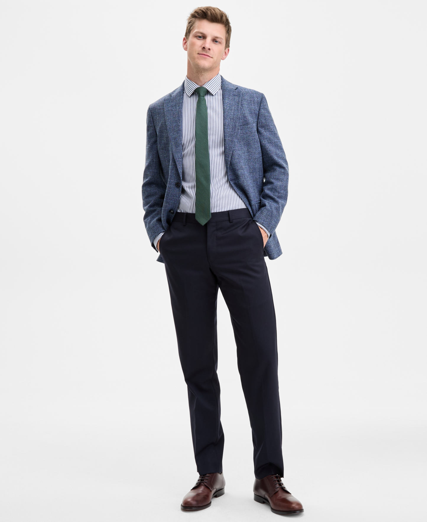 Tommy Hilfiger Men's Modern-Fit Textured Blue Sport Coat - BLUE