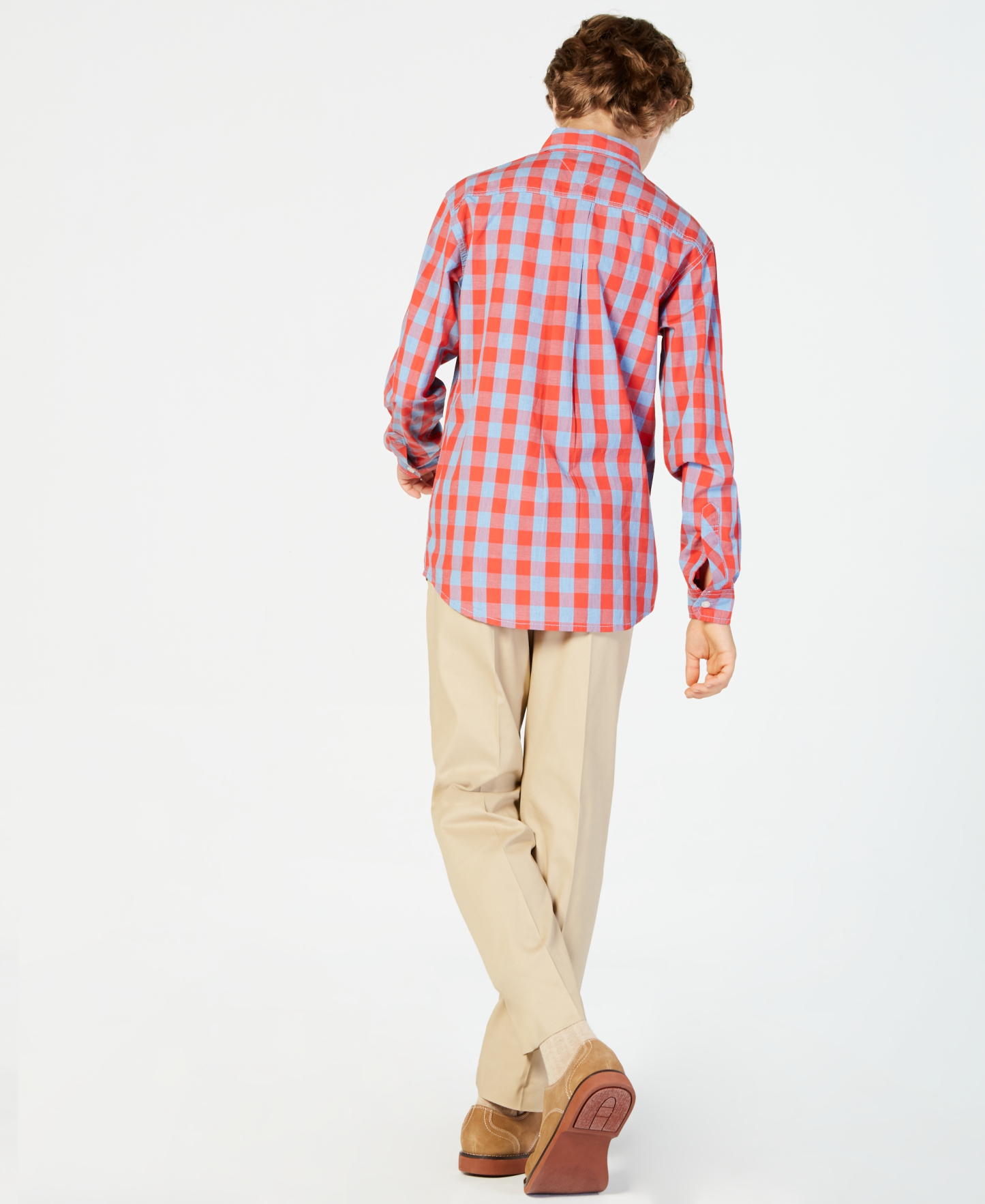 Tommy Hilfiger Boys' 8-20 Kirk Box-Plaid Button-Down Shirt - Fireside