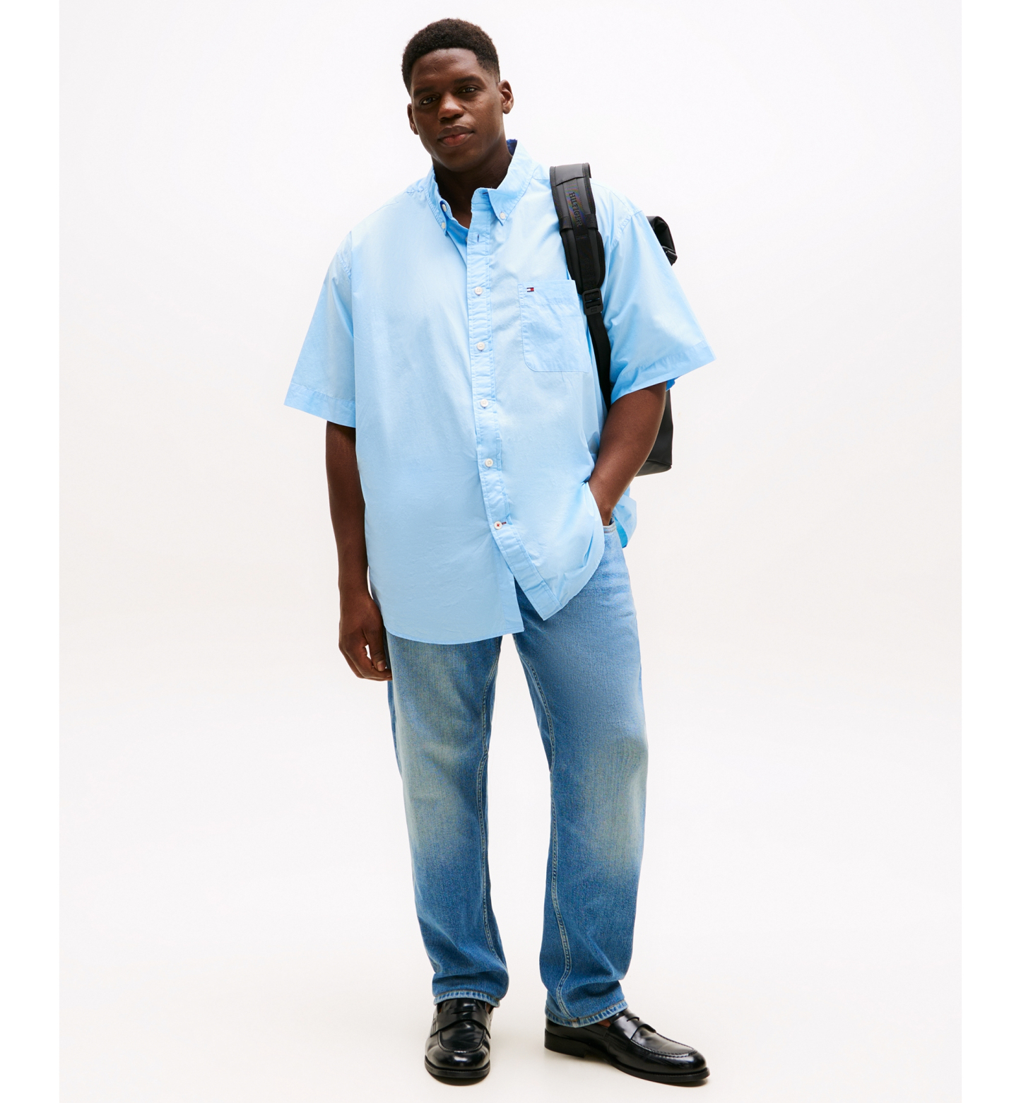Tommy Hilfiger Men's  Big & Tall Maxwell Short-Sleeve Button-Down Shirt - Blue Bell