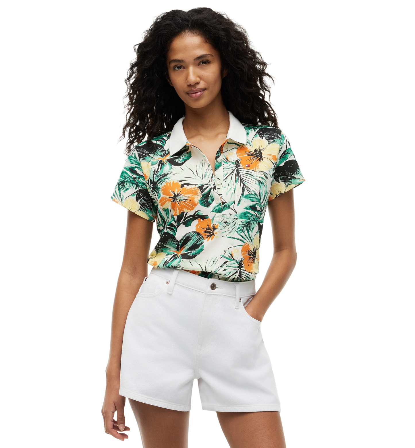 Tommy Hilfiger Women's Printed Short-Sleeve Polo Top - Handrawn Rope