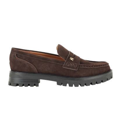 Tommy Hilfiger Women's Yesen Lug Sole Penny Loafers - Dark Brown Suede
