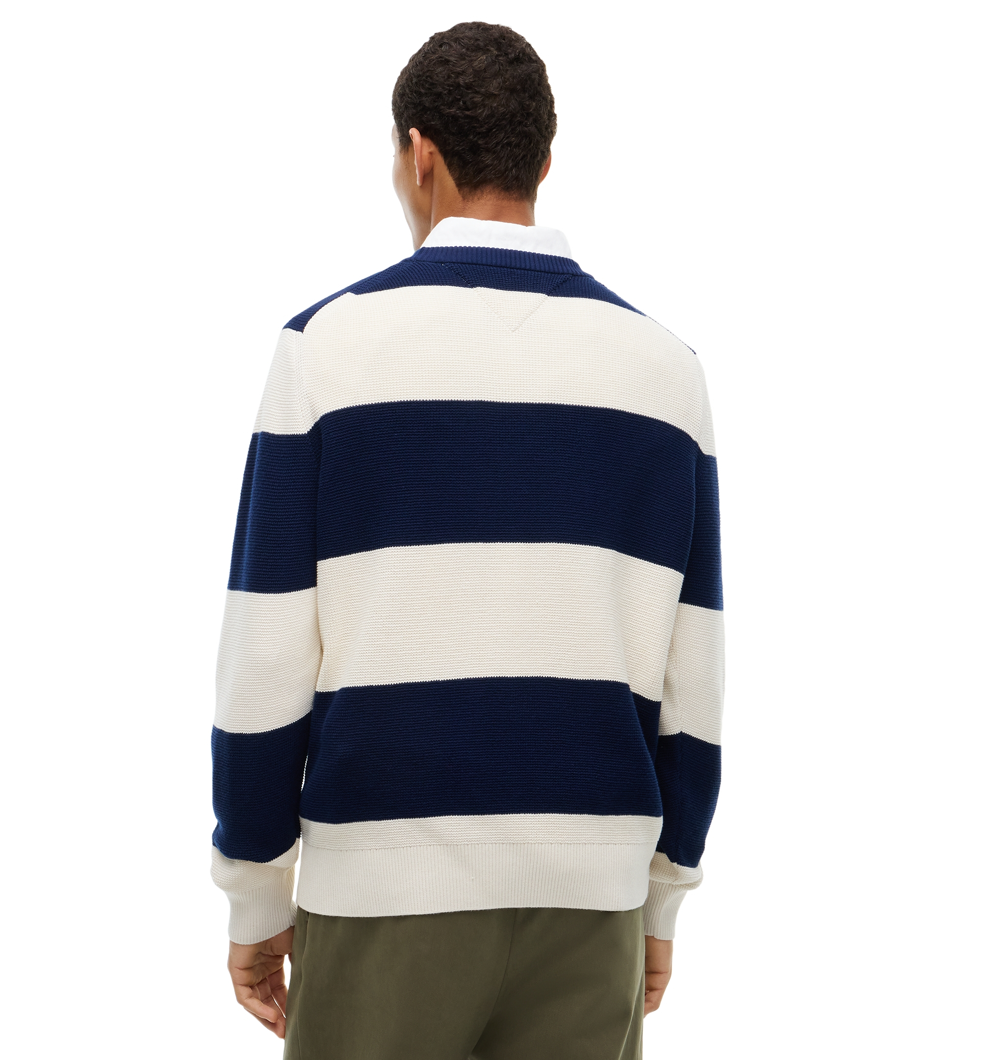 Tommy Hilfiger Men's Waffle Cotton Graphic Crewneck Sweater - Carbon Navy/Ivory Petal