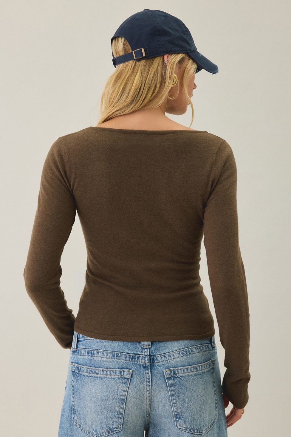 BDG Sutton Slanted Asymmetric Button Cardigan - Chocolate