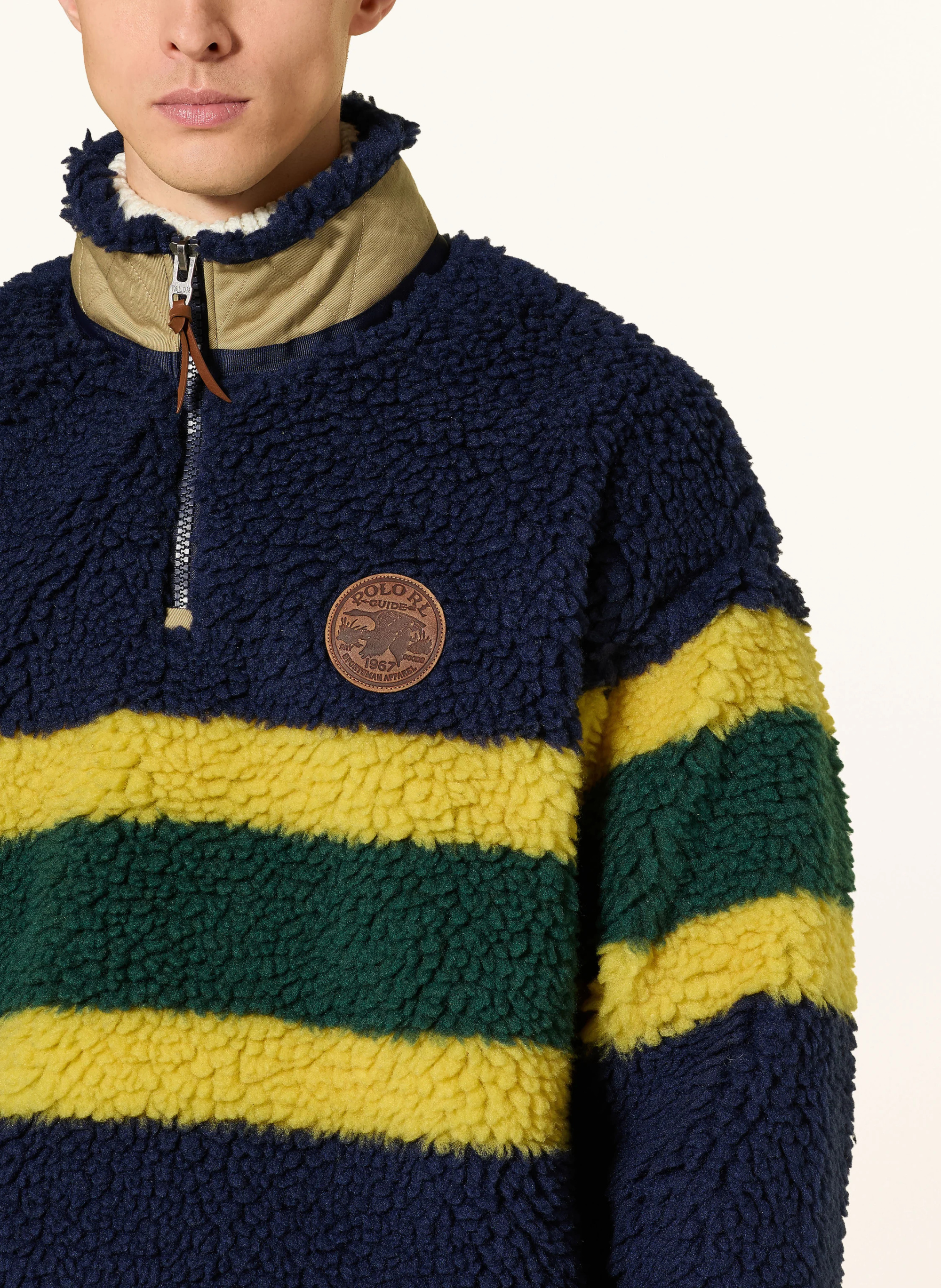 POLO RALPH LAUREN Teddyfell-Troyer – DUNKELBLAU / GELB / GRÜN