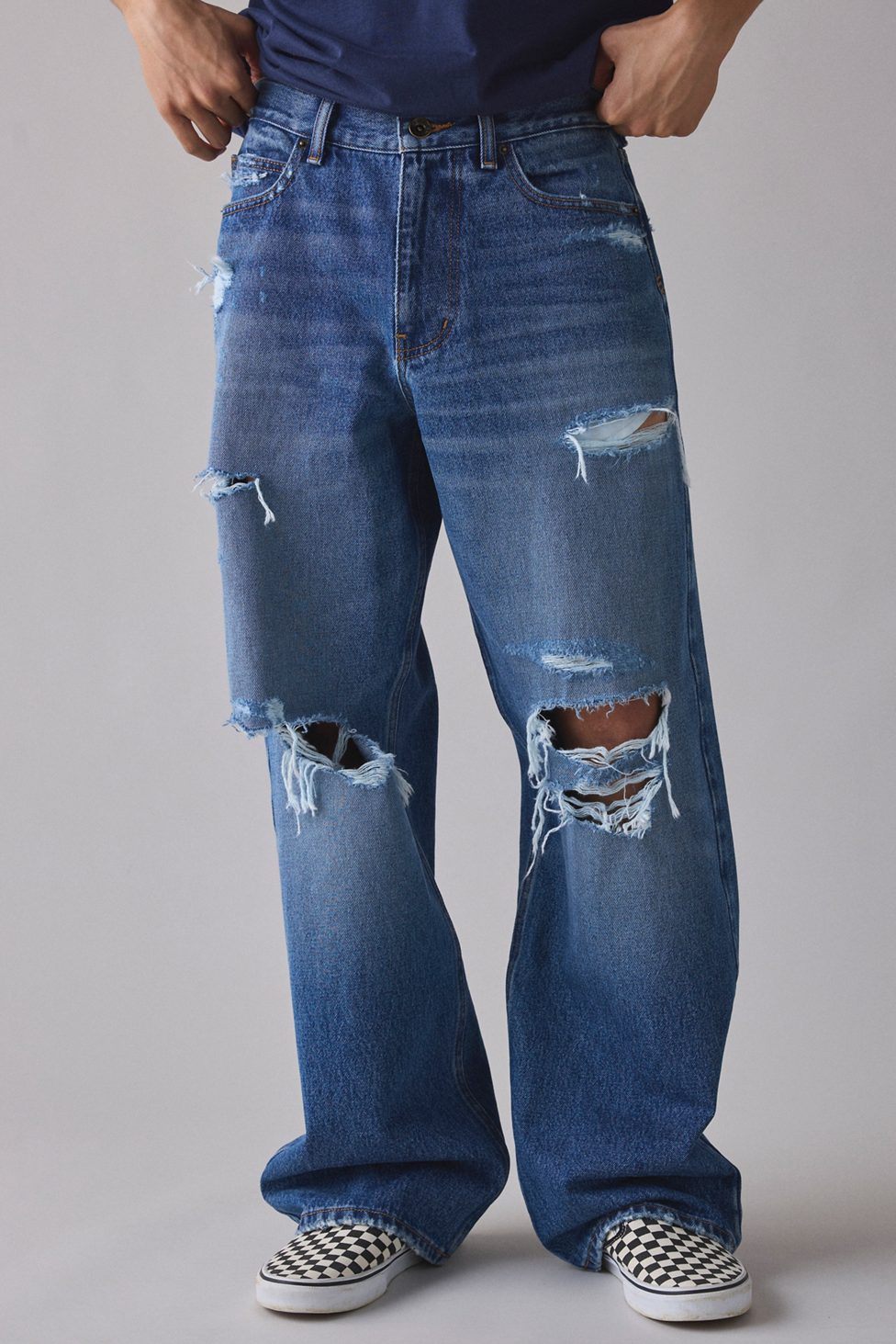 BDG Nitro Destructed Baggy Fit Jeans - Coastal Wash