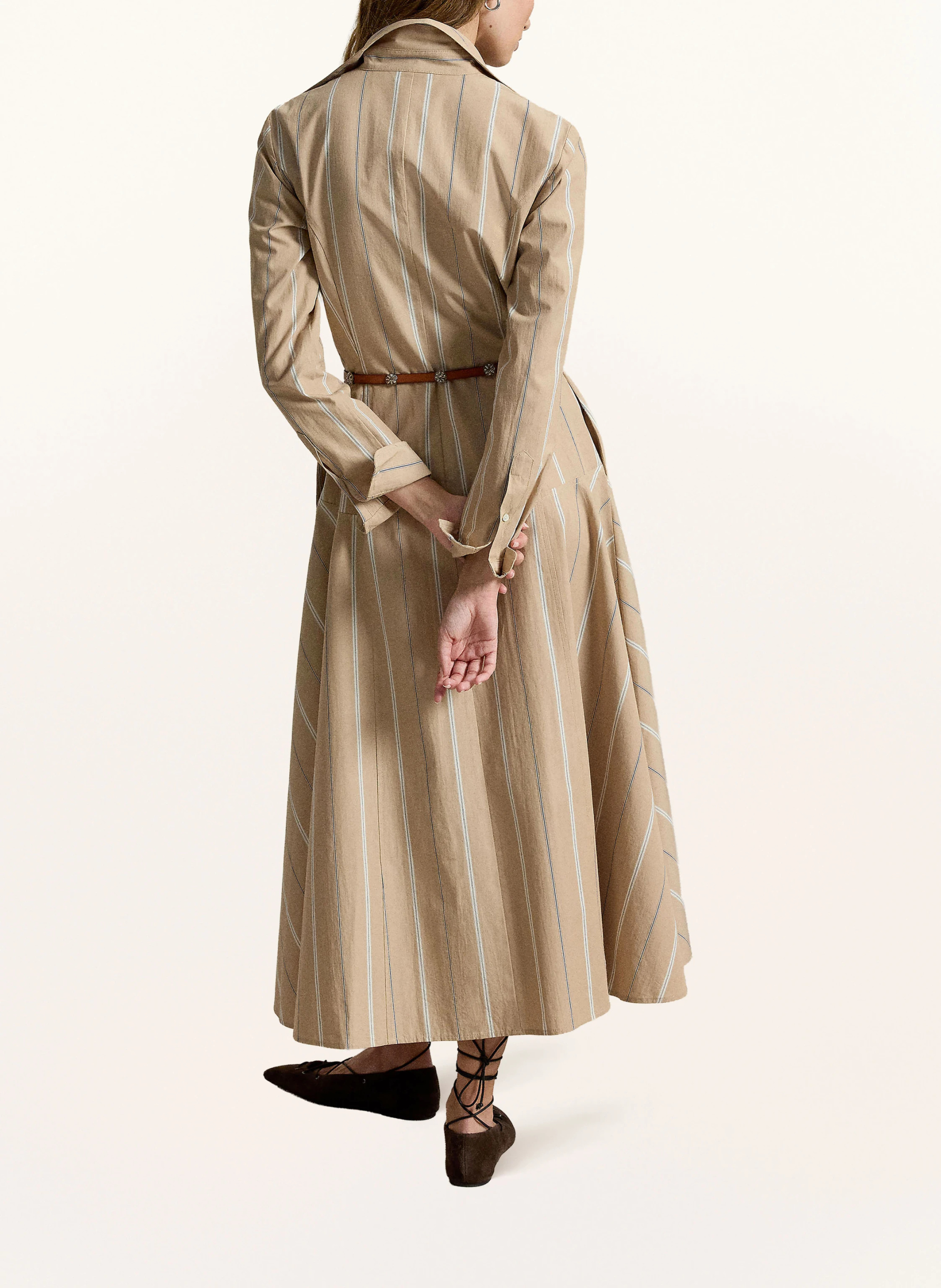 POLO RALPH LAUREN Hemdblusenkleid – BEIGE / DUNKELGRAU / WEISS