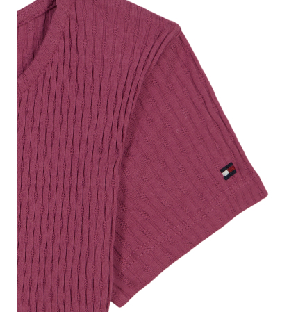 Tommy Hilfiger Girls' 7-16 Pointelle Rib Short-Sleeve Top - Blueberry