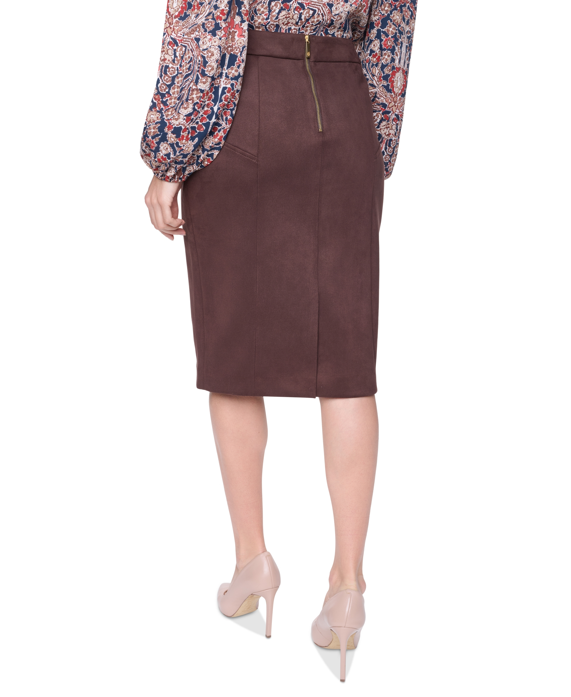 Tommy Hilfiger Women's Fx Suede High-Waisted Pencil Skirt - Chicory
