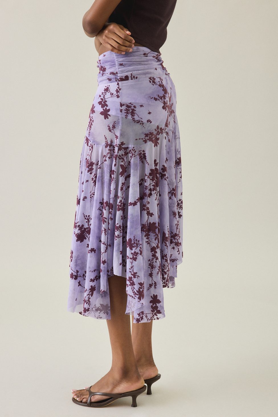 Kimchi Blue Jessica Asymmetric Low-Rise Midi Skirt - Purple