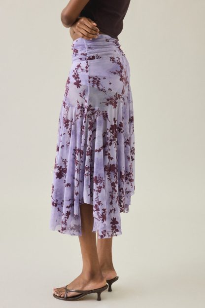 Kimchi Blue Jessica Asymmetric Low-Rise Midi Skirt - Purple