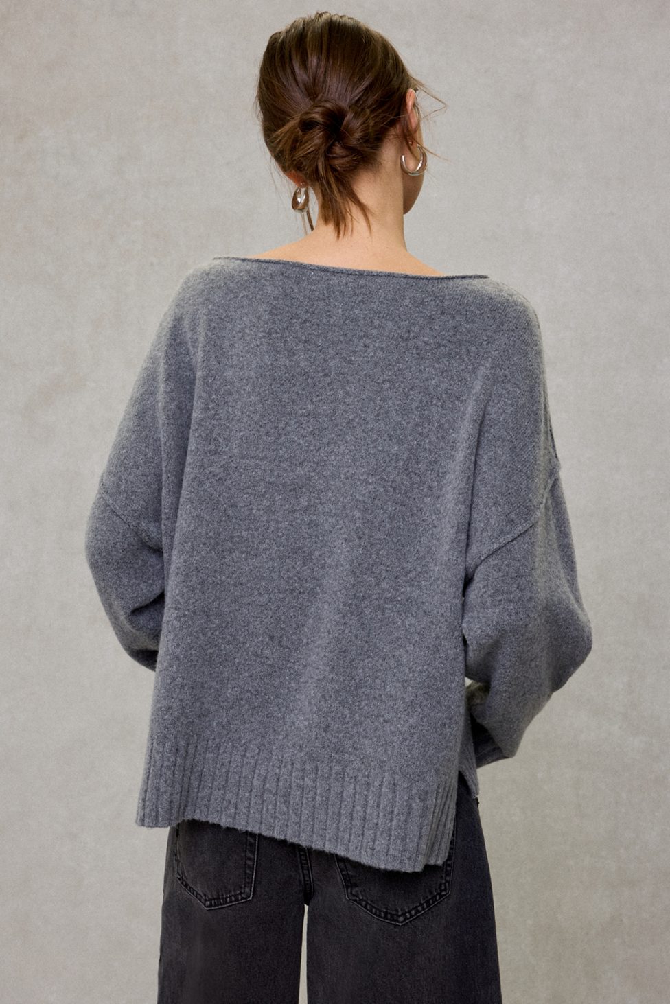 Out From Under So Soft Oversized Off-The-Shoulder Sweater - Dark Grey