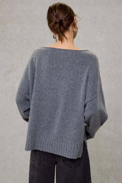 Out From Under So Soft Oversized Off-The-Shoulder Sweater - Dark Grey