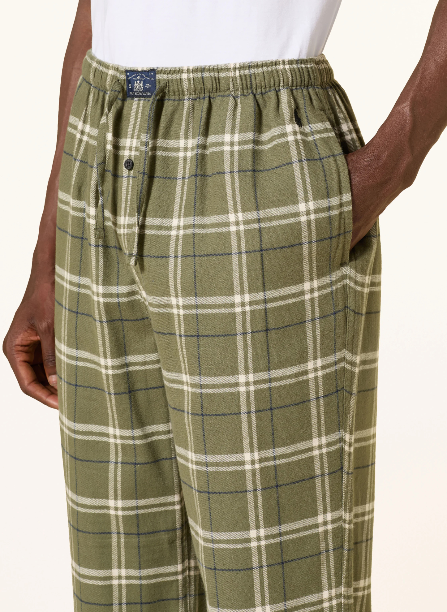 POLO RALPH LAUREN Lounge-Hose aus Flanell – GRÜN / DUNKELBLAU / WEISS