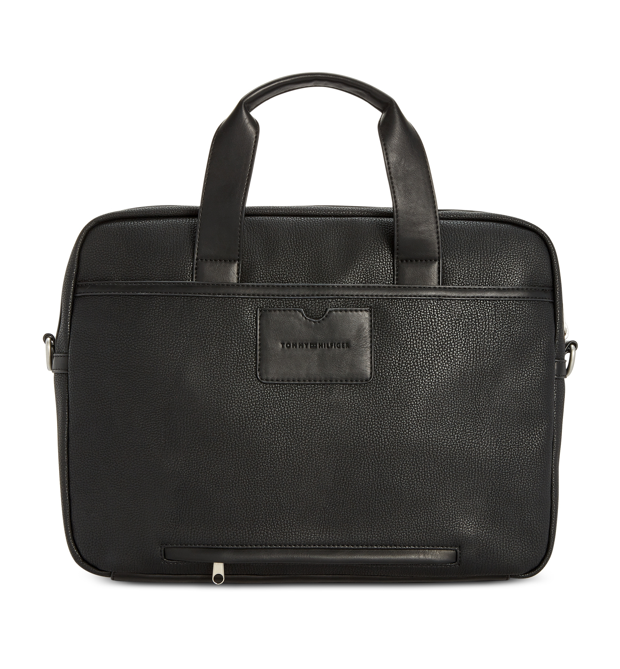 Tommy Hilfiger Men's Pebble Faux-Leather Leo Briefcase - Black