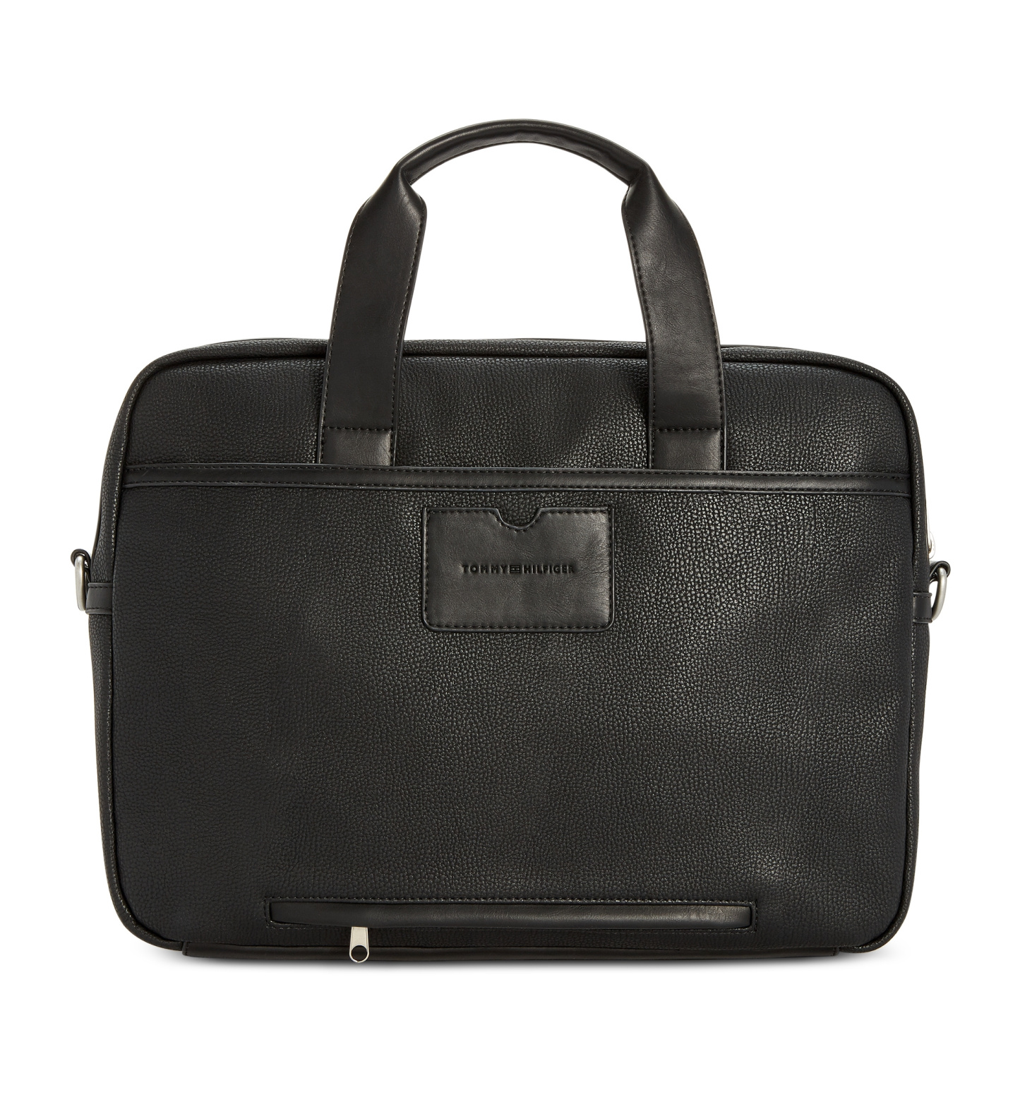 Tommy Hilfiger Men's Pebble Faux-Leather Leo Briefcase - Black