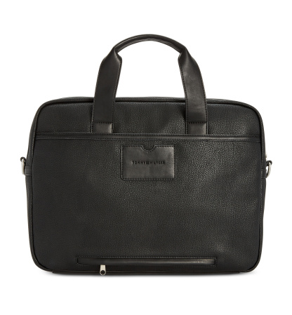 Tommy Hilfiger Men's Pebble Faux-Leather Leo Briefcase - Black