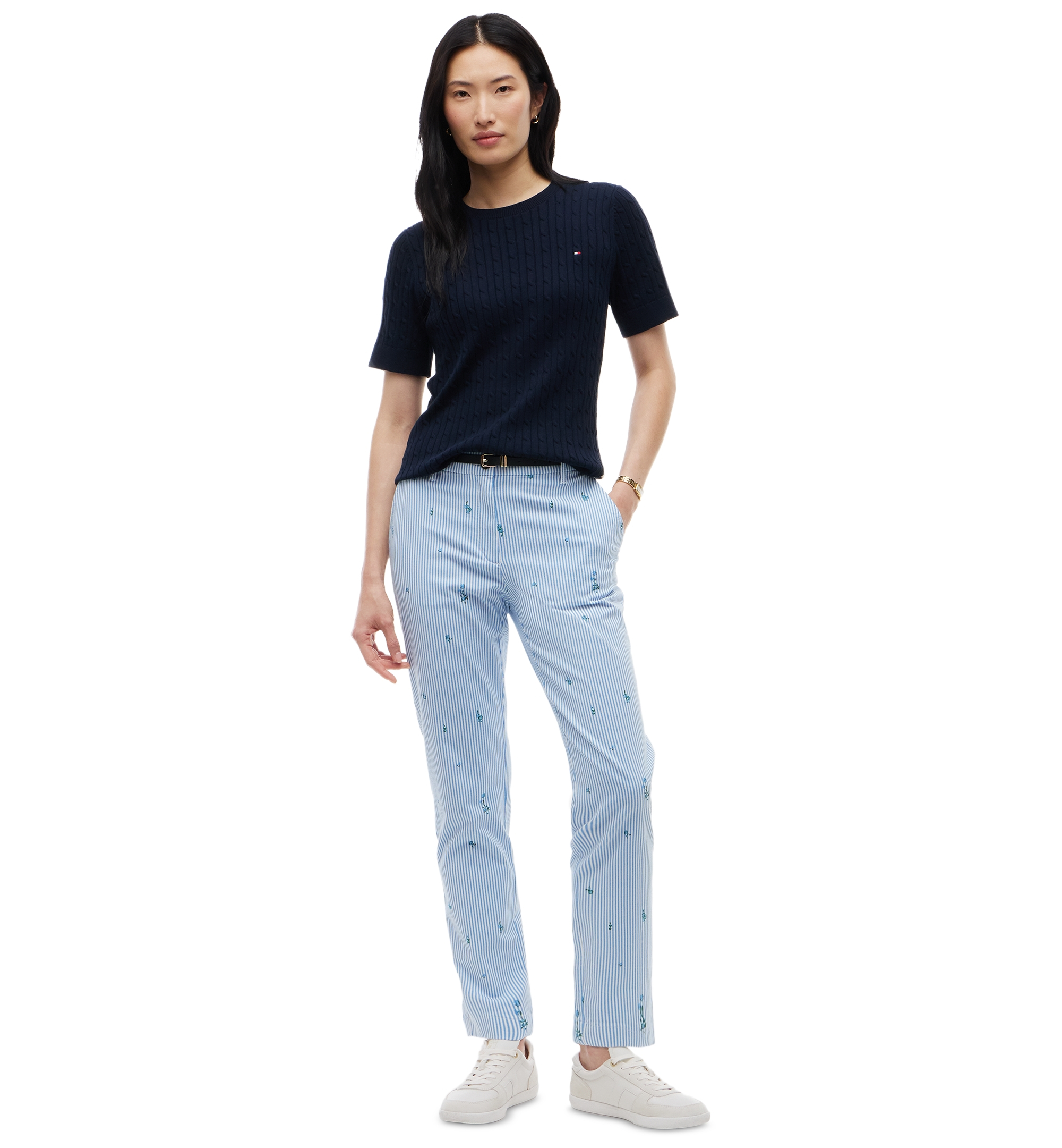 Tommy Hilfiger Women's Twill-Slim Chino Pants - Ditsy Floral Ithaca Copenhagen Blue
