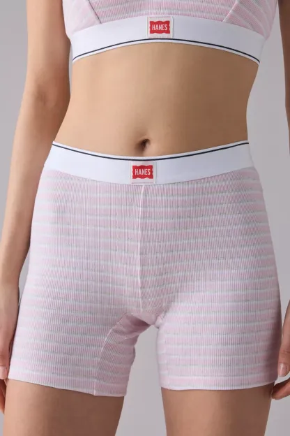 Hanes UO Exclusive Jersey Knit Boxer Briefs - Pink Stripe