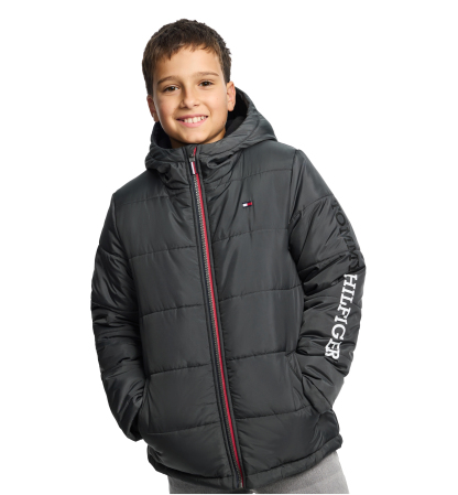 Tommy Hilfiger Boys' 8-20 Logo Puffer Jacket - Dark Gray