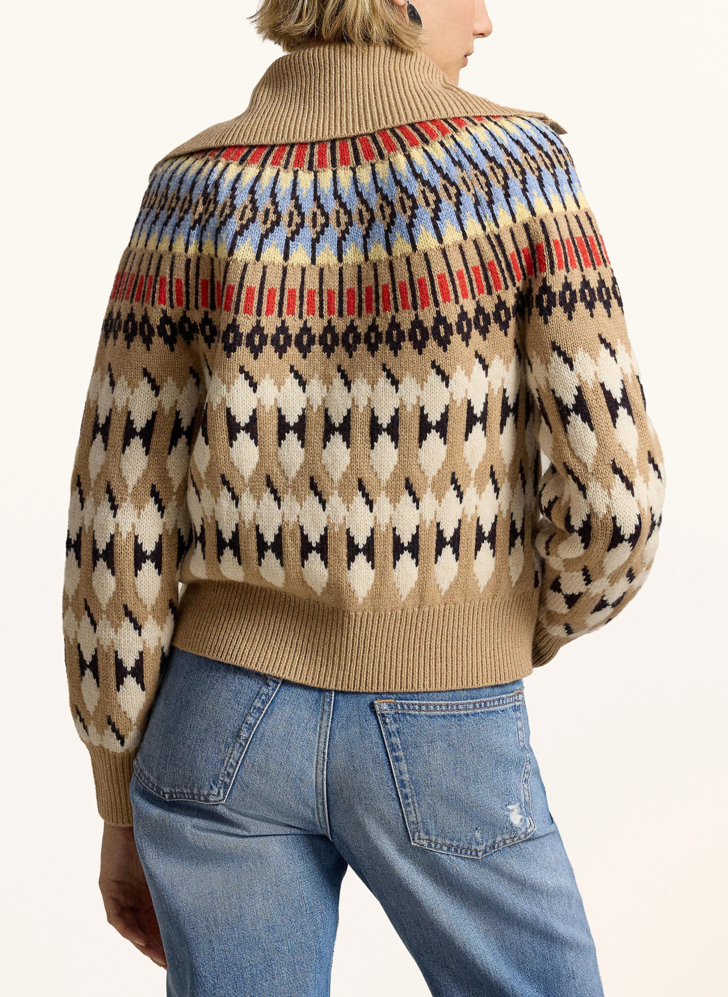 POLO RALPH LAUREN Strickjacke – BEIGE / ROT / HELLBLAU