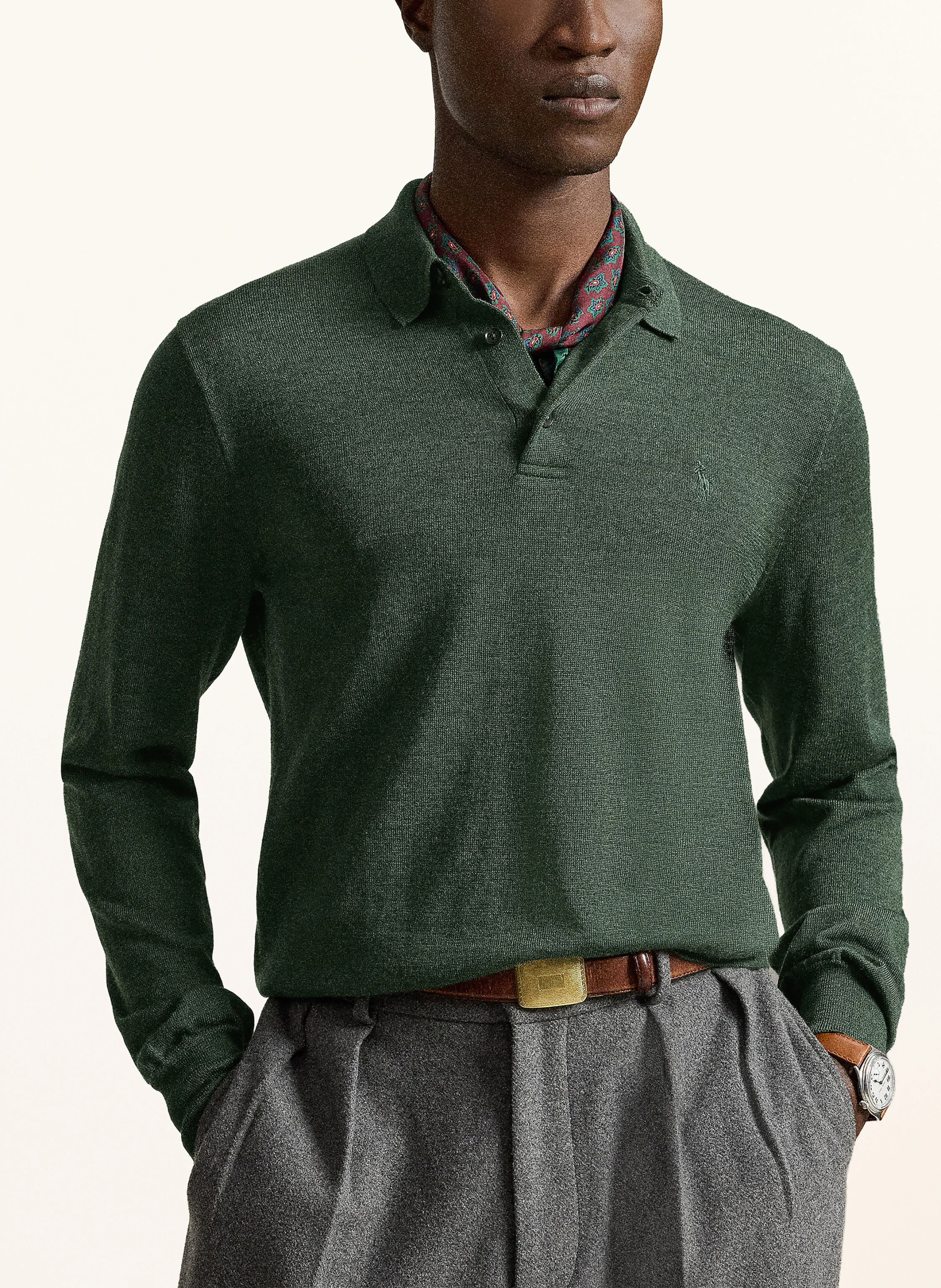 POLO RALPH LAUREN Strick-Poloshirt – DUNKELGRÜN