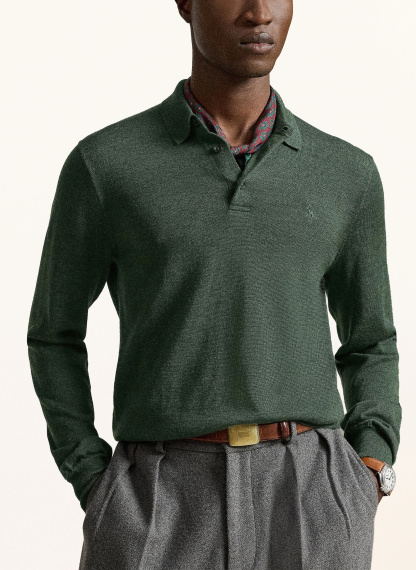 POLO RALPH LAUREN Strick-Poloshirt – DUNKELGRÜN