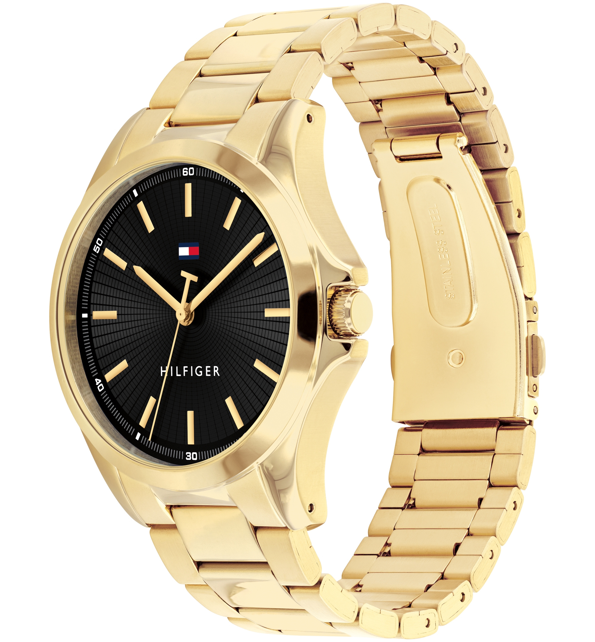 Tommy Hilfiger Men's Quartz Gold Tone Stainless Steel Bracelet Watch, 42mm - Gold