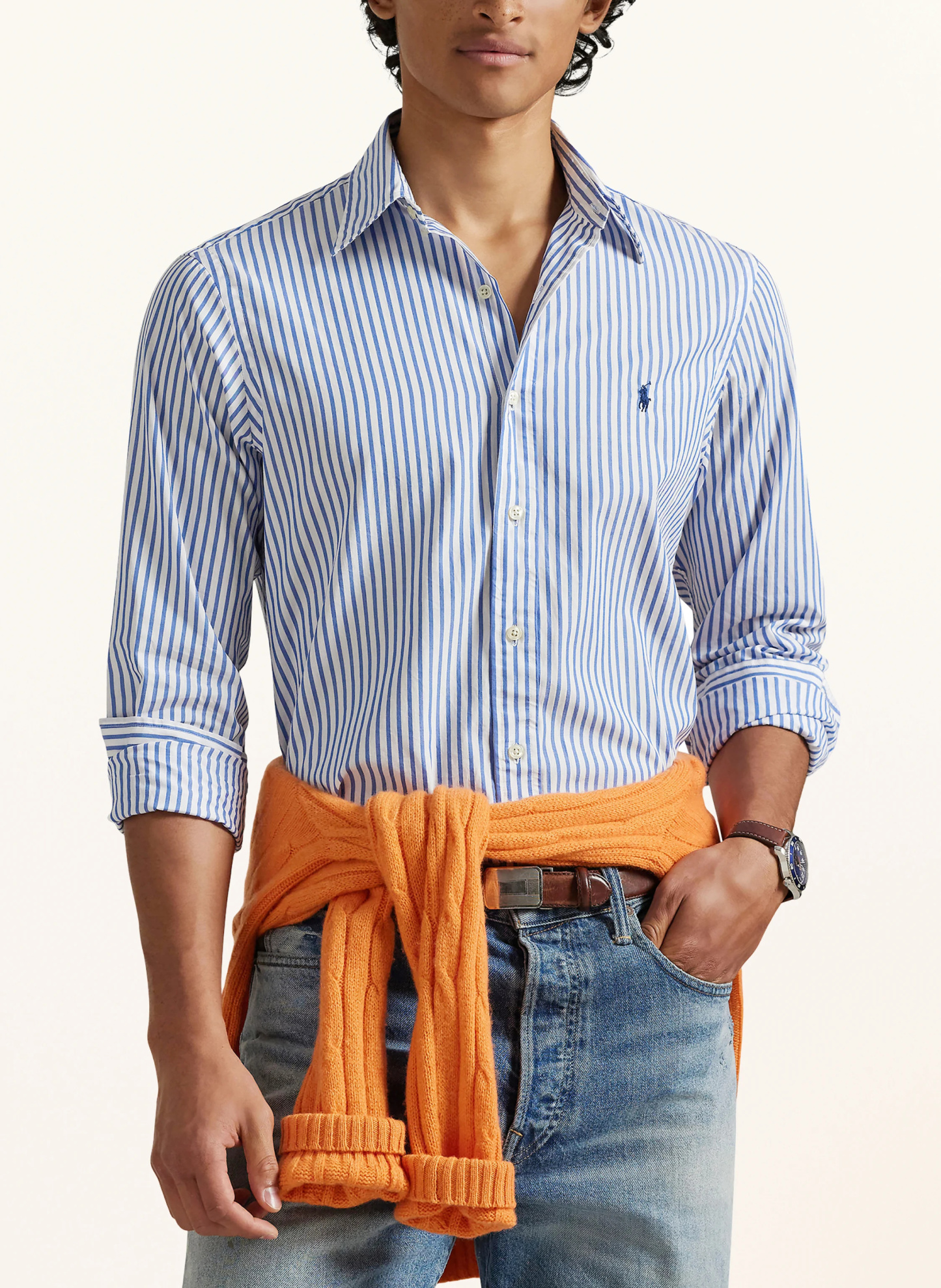 POLO RALPH LAUREN Hemd Custom Fit – DUNKELBLAU / WEISS