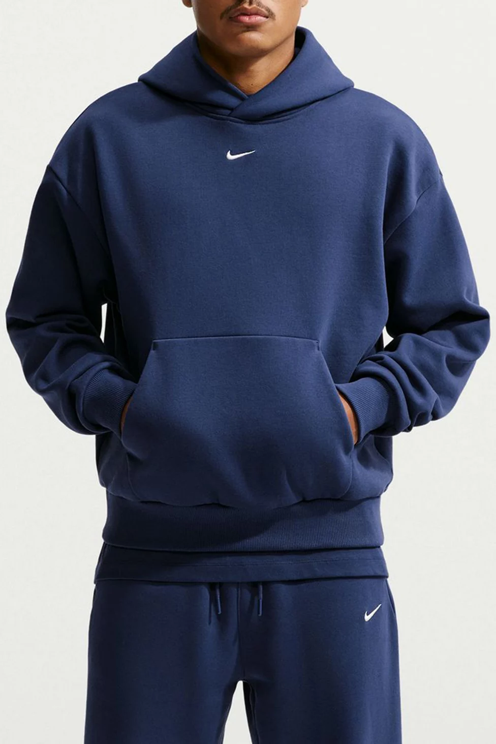 Nike Solo Fleece Hoodie Sweatshirt - Midnight Navy/Sail