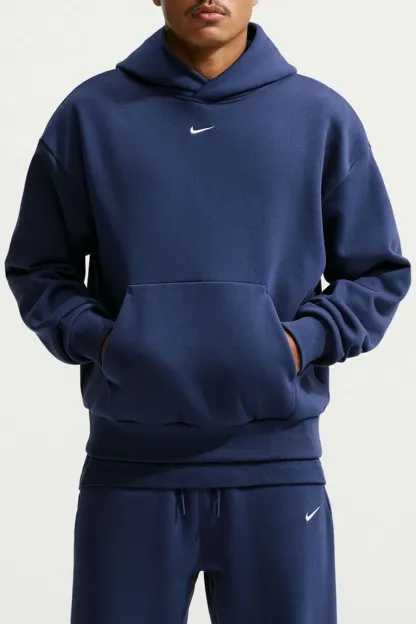 Nike Solo Fleece Hoodie Sweatshirt - Midnight Navy/Sail