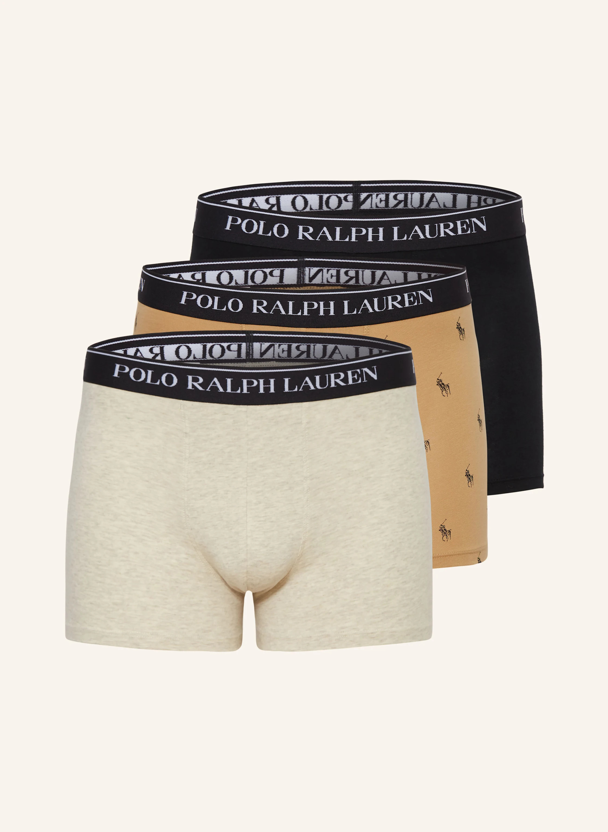 POLO RALPH LAUREN 3er-Pack Boxershorts – SCHWARZ / CREME / HELLBRAUN