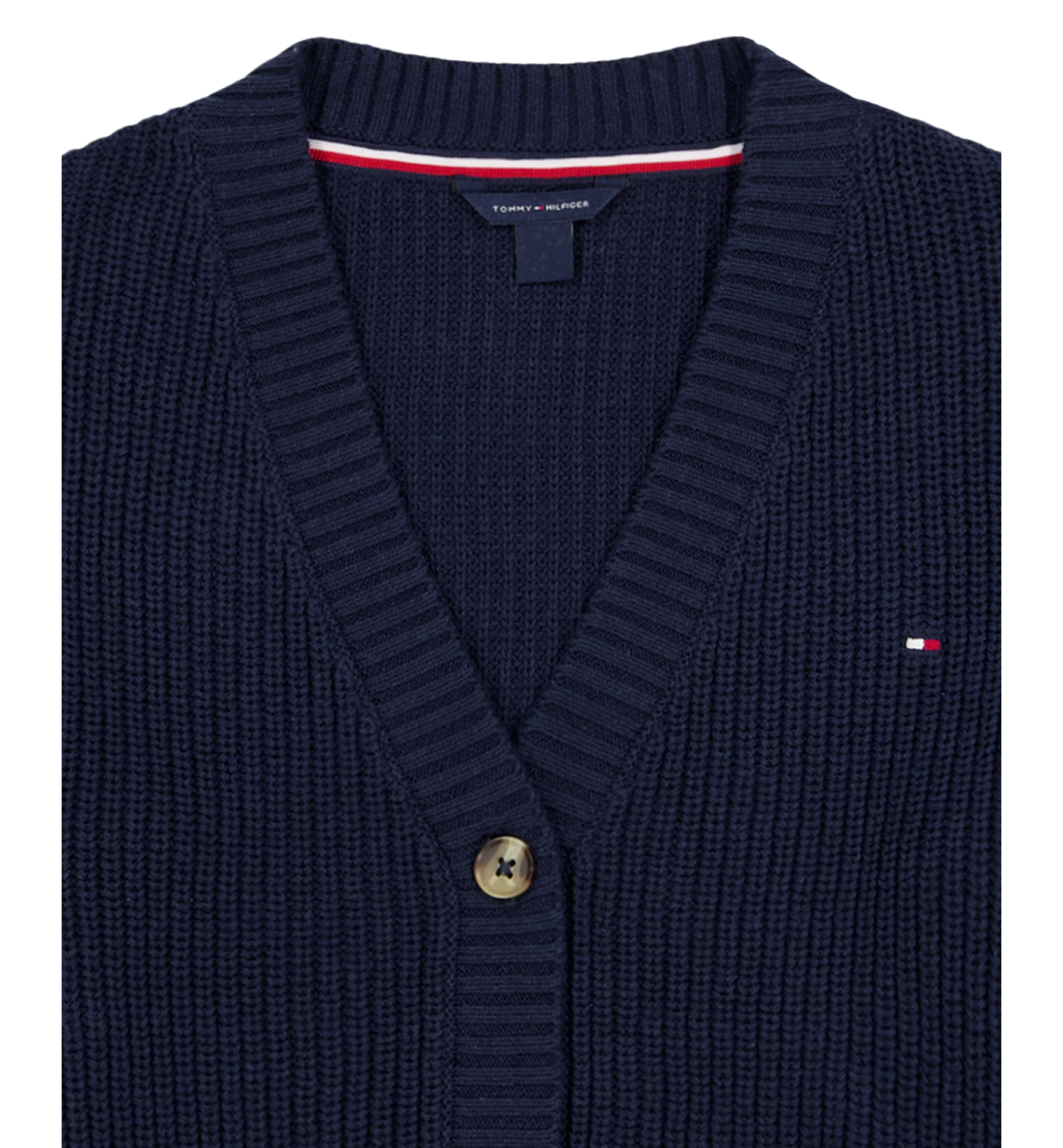 Tommy Hilfiger Girls' 7-16 Shaker Rib Cardigan Sweater - Natural