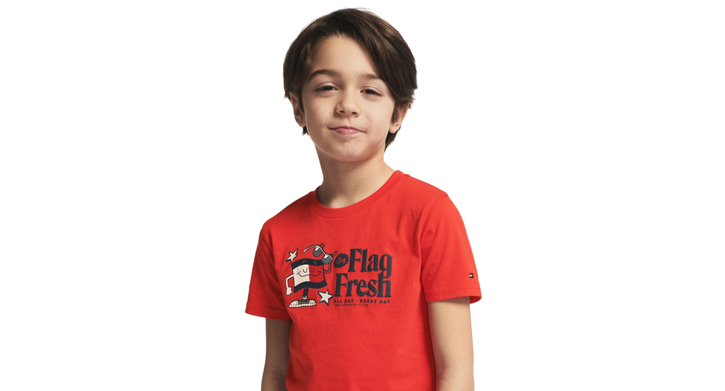 Tommy Hilfiger Boys' 2T-7 Flag Fresh Short-Sleeve T-Shirt - Flame Scarlet