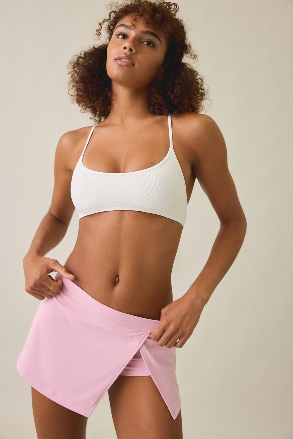 Out From Under Saturday Sculpt Slit Mini Skort - Pink
